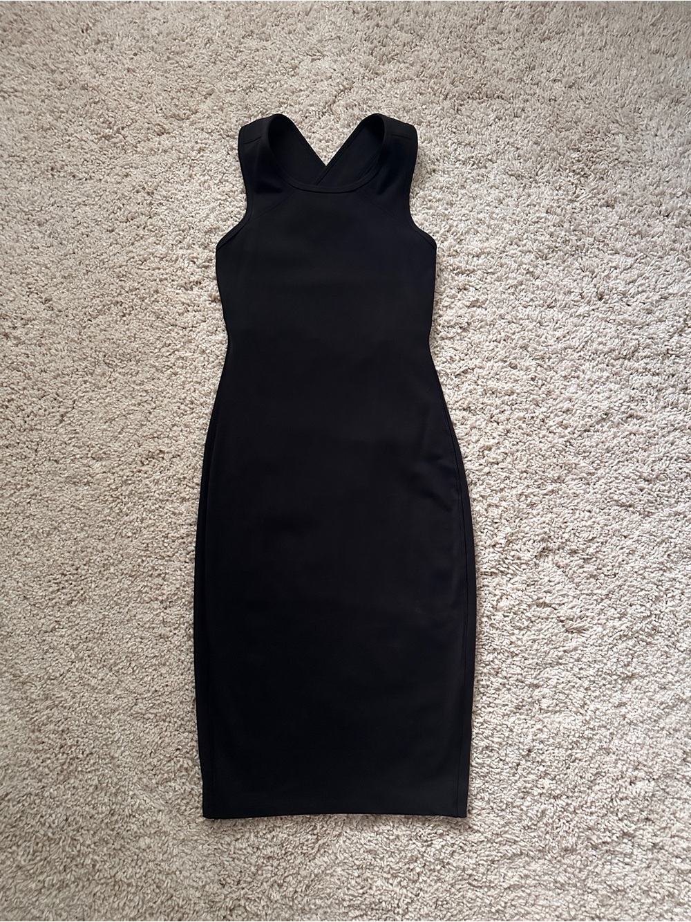 LULULEMON 4 Black Bodycon Picnic Play Midi Dress with Built In Bra